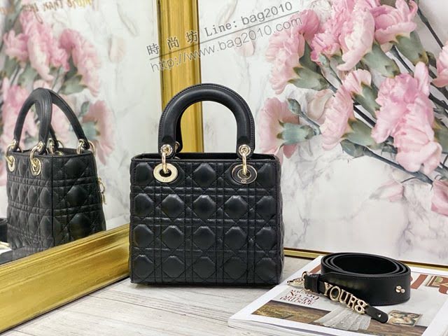 Dior女包 迪奧Lady羊皮黑色戴妃包 Dior手提肩背斜挎包  dfk1844